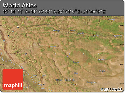 Satellite Map of the Area around 14° 56' 57" S, 21° 19' 30" E