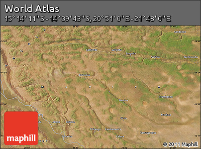 Satellite Map of the Area around 14° 56' 57" S, 21° 19' 30" E