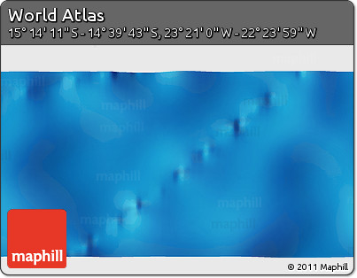 Physical 3D Map of the Area around 14° 56' 57" S, 22° 52' 30" W