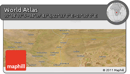 Satellite Panoramic Map of the Area around 14° 56' 57" S, 23° 1' 29" E