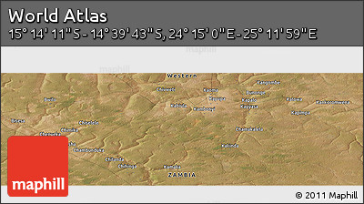 Satellite Panoramic Map of the Area around 14° 56' 57" S, 24° 43' 30" E