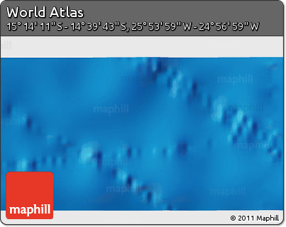 Physical 3D Map of the Area around 14° 56' 57" S, 25° 25' 29" W