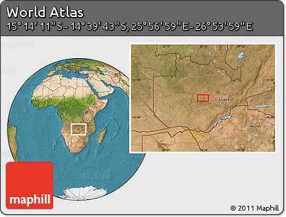 Satellite Location Map of the Area around 14° 56' 57" S, 26° 25' 29" E