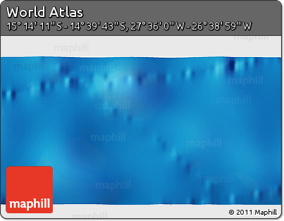 Physical 3D Map of the Area around 14° 56' 57" S, 27° 7' 30" W