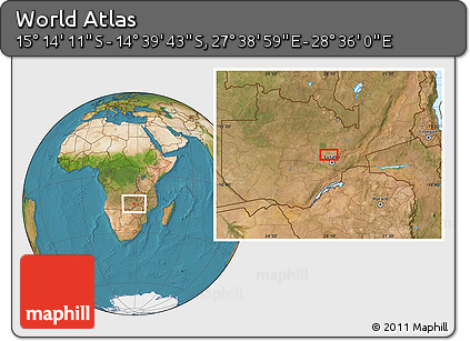 Satellite Location Map of the Area around 14° 56' 57" S, 28° 7' 30" E