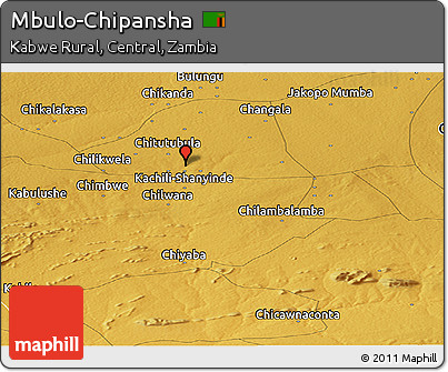 Physical Panoramic Map of Mbulo-Chipansha