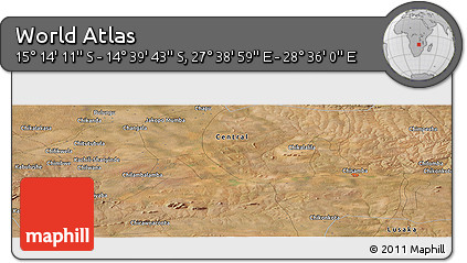 Satellite Panoramic Map of the Area around 14° 56' 57" S, 28° 7' 30" E