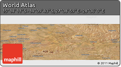 Satellite Panoramic Map of the Area around 14° 56' 57" S, 28° 7' 30" E