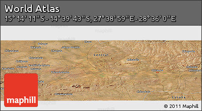 Satellite Panoramic Map of the Area around 14° 56' 57" S, 28° 7' 30" E