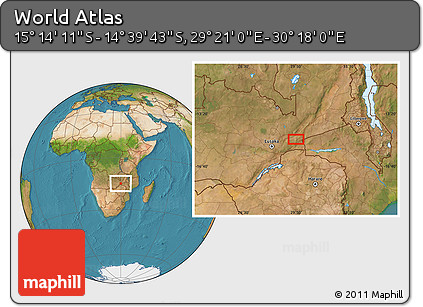 Satellite Location Map of the Area around 14° 56' 57" S, 29° 49' 30" E