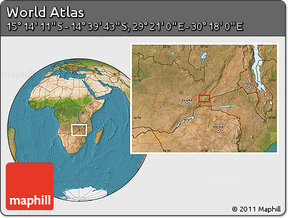 Satellite Location Map of the Area around 14° 56' 57" S, 29° 49' 30" E