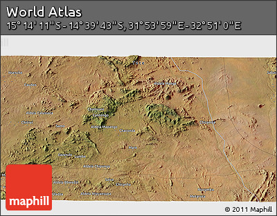 Satellite 3D Map of the Area around 14° 56' 57" S, 32° 22' 30" E