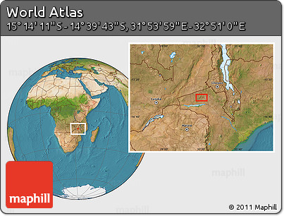 Satellite Location Map of the Area around 14° 56' 57" S, 32° 22' 30" E