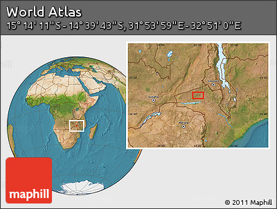Satellite Location Map of the Area around 14° 56' 57" S, 32° 22' 30" E