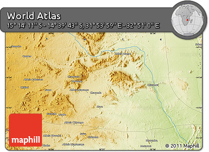 Physical Map of the Area around 14° 56' 57" S, 32° 22' 30" E