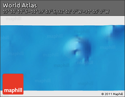 Shaded Relief 3D Map of the Area around 14° 56' 57" S, 32° 13' 30" W