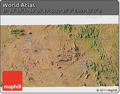 Satellite 3D Map of the Area around 14° 56' 57" S, 33° 13' 30" E