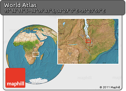 Satellite Location Map of the Area around 14° 56' 57" S, 34° 55' 29" E