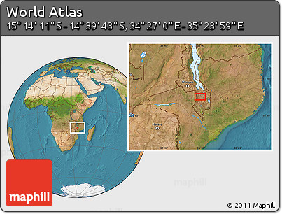 Satellite Location Map of the Area around 14° 56' 57" S, 34° 55' 29" E