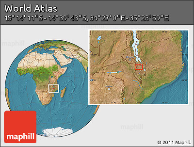 Satellite Location Map of the Area around 14° 56' 57" S, 34° 55' 29" E