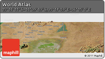 Satellite Panoramic Map of the Area around 14° 56' 57" S, 35° 46' 29" E