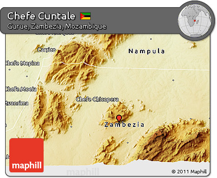 Physical 3D Map of Chefe Cuntale