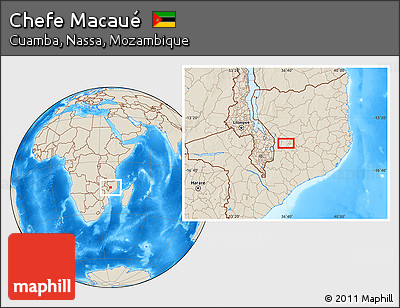 Shaded Relief Location Map of Chefe Macaué