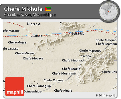 Shaded Relief Panoramic Map of Chefe Michula