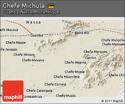 Shaded Relief Panoramic Map of Chefe Michula