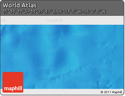 Physical 3D Map of the Area around 14° 56' 57" S, 36° 28' 30" W