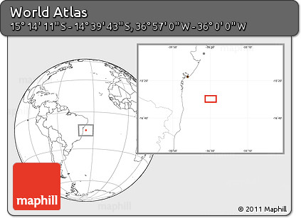 Blank Location Map of the Area around 14° 56' 57" S, 36° 28' 30" W