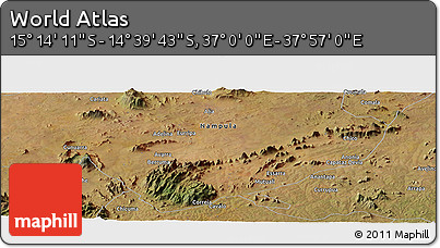 Satellite Panoramic Map of the Area around 14° 56' 57" S, 37° 28' 30" E
