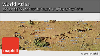 Satellite Panoramic Map of the Area around 14° 56' 57" S, 37° 28' 30" E