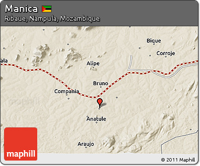 Shaded Relief 3D Map of Manica