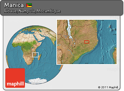Satellite Location Map of Manica