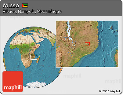 Satellite Location Map of Misso