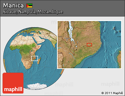 Satellite Location Map of Manica