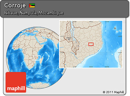 Shaded Relief Location Map of Corroje