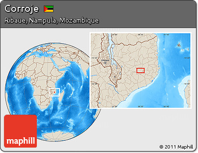 Shaded Relief Location Map of Corroje