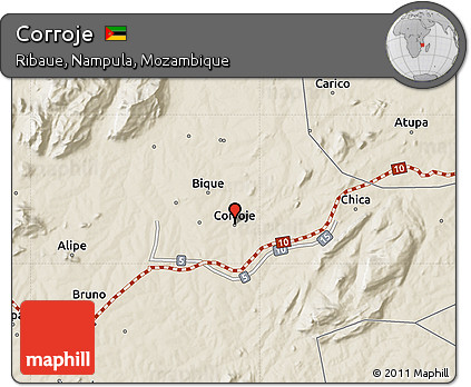 Shaded Relief Map of Corroje