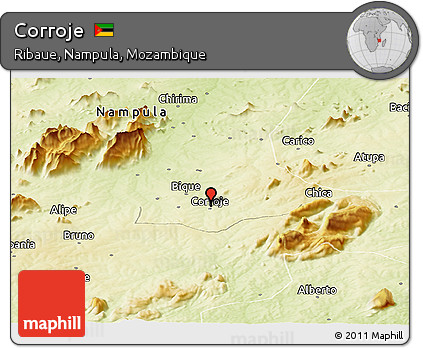 Physical Panoramic Map of Corroje
