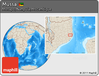 Shaded Relief Location Map of Mussa