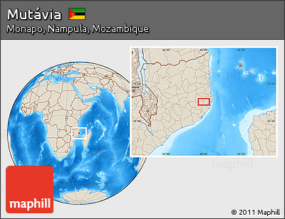 Shaded Relief Location Map of Mutávia