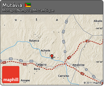 Shaded Relief Map of Mutávia