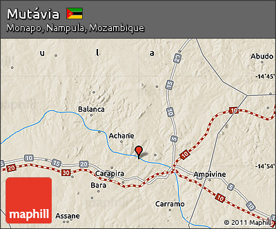 Shaded Relief Map of Mutávia