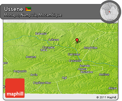 Physical Panoramic Map of Ussene