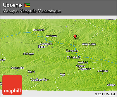Physical Panoramic Map of Ussene