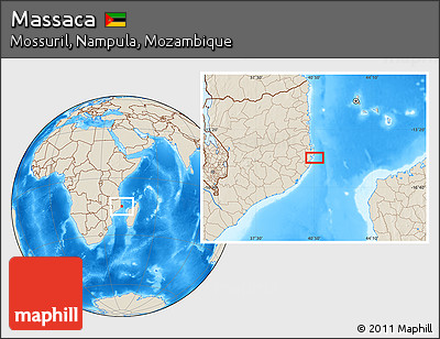 Shaded Relief Location Map of Massaca