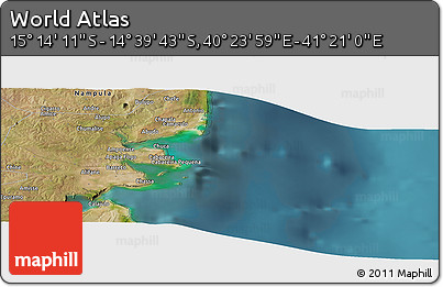 Satellite Panoramic Map of the Area around 14° 56' 57" S, 40° 52' 30" E