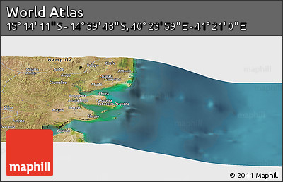 Satellite Panoramic Map of the Area around 14° 56' 57" S, 40° 52' 30" E